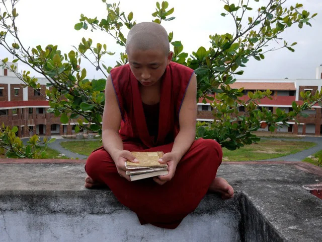 Monk memorizing.