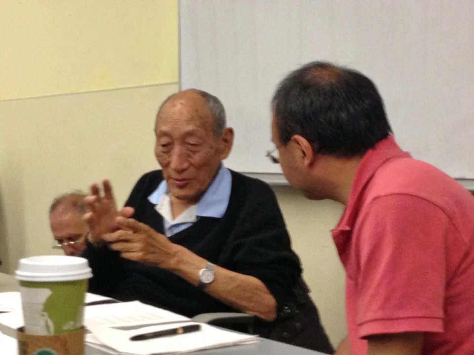  ​Khyongla Rato Rinpoche (left) teaching on Atisha's&nbsp; Bodhisattva's Jewel Garland , with Tenzin Gelek translating. May 13, 2013.&nbsp; Photo by Jane L. Wechsler  