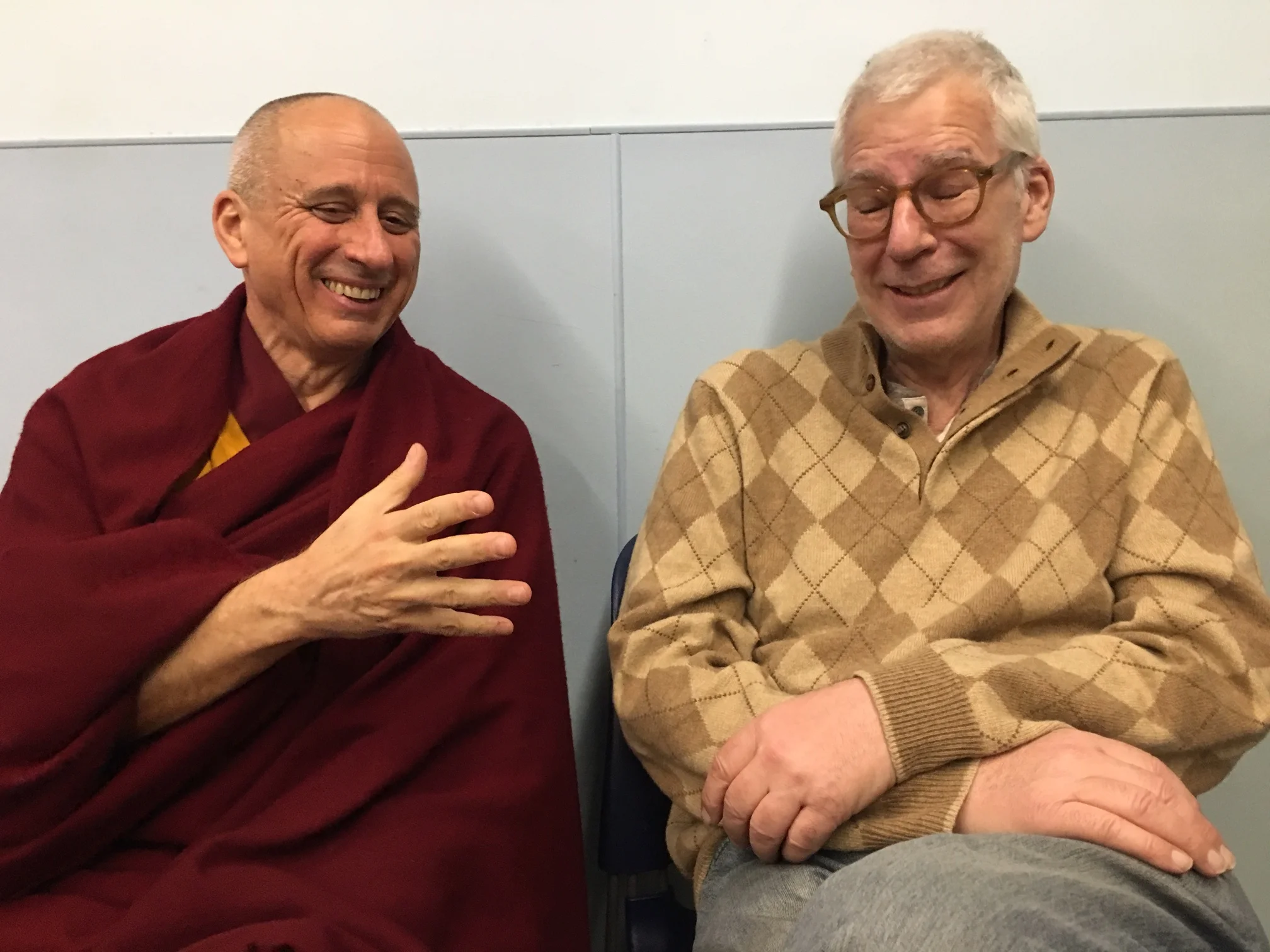  Khen Rinpoche Nicholas Vreeland with Charles Freehof. March 6, 2017.&nbsp; Photo by Jane L. Wechsler  