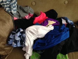 This is where we find our bathing suits. On the living room couch. What, don't you?