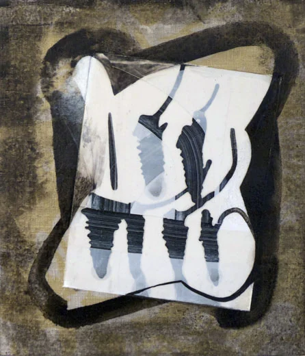 Guest Host | Ink, acrylic and cloth on foamcore | 14” x 12” | 2011