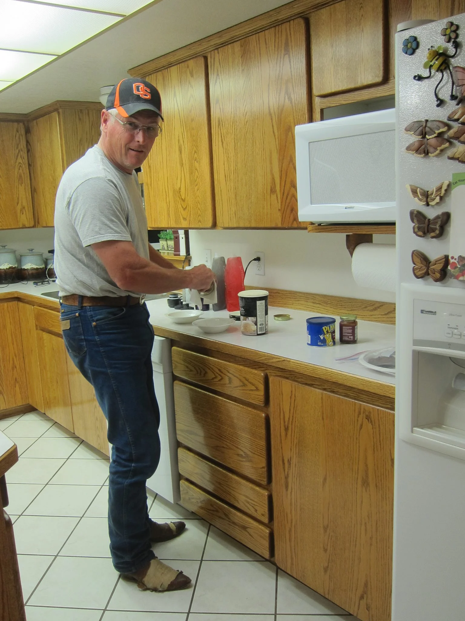 Mark making me his version of Dairy Queen's peanut buster parfait!
