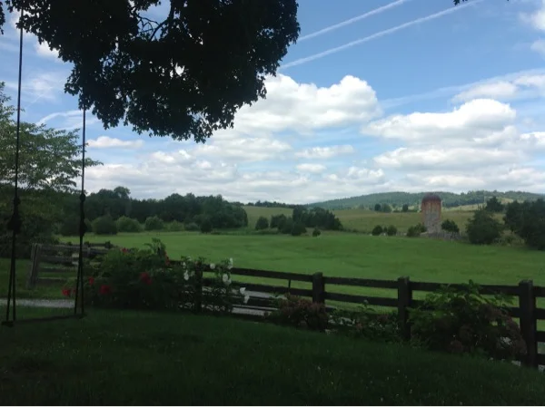 View from Rebecca and Lee's bench swing. Outside of Lexington VA