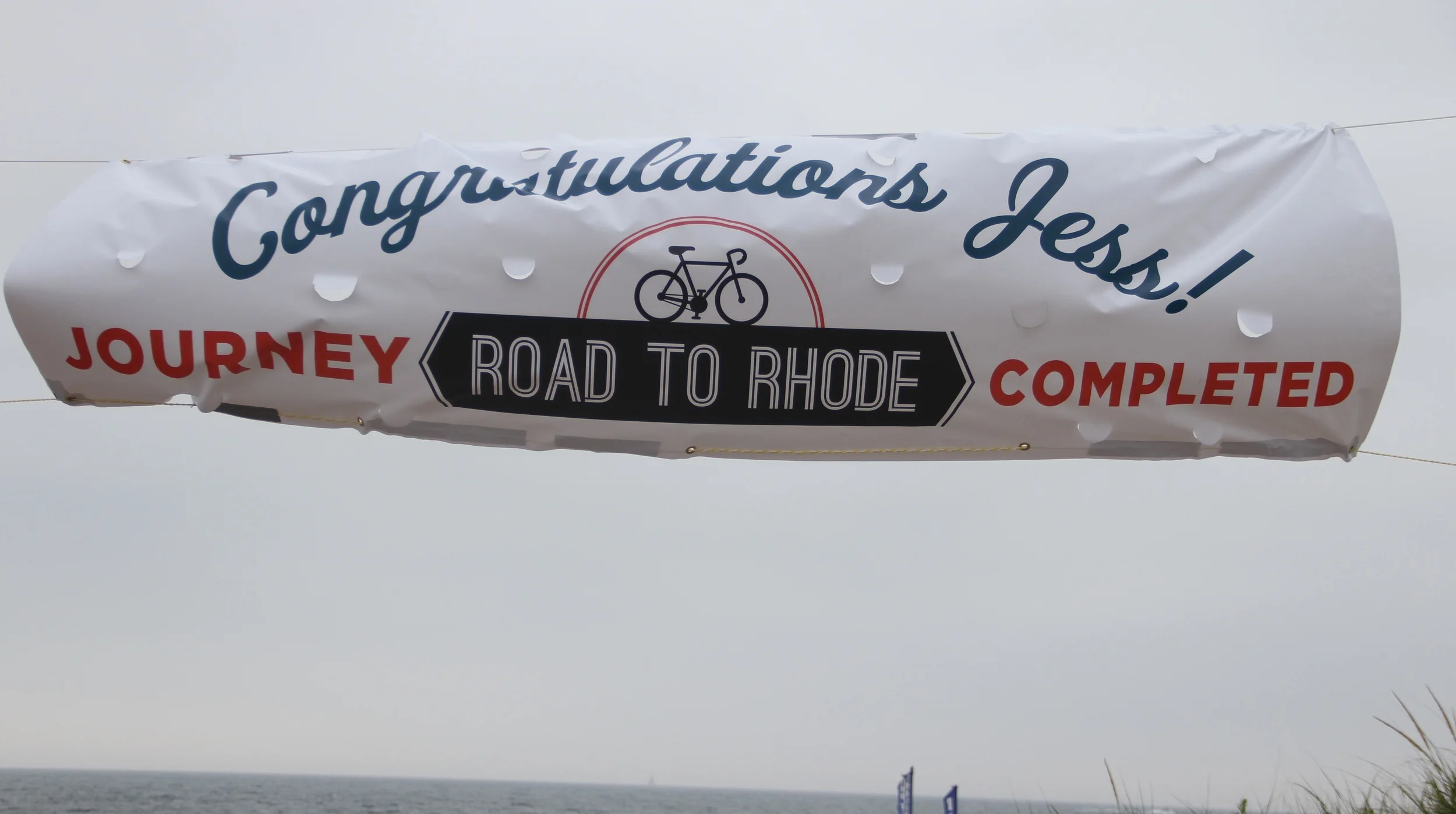 The banner- the first thing I saw when riding up the beach.