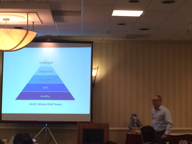 Sean Slade from ASCD sharing that in order to get students to "engaged, supported and challenged," they need to be healthy and feel safe.