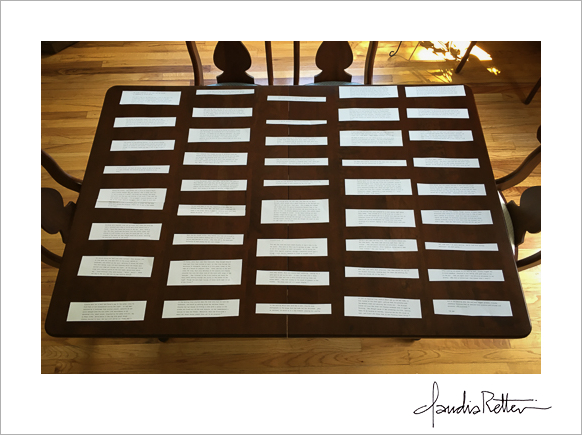 Text on the table.