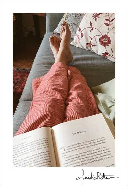 Reading on the couch
