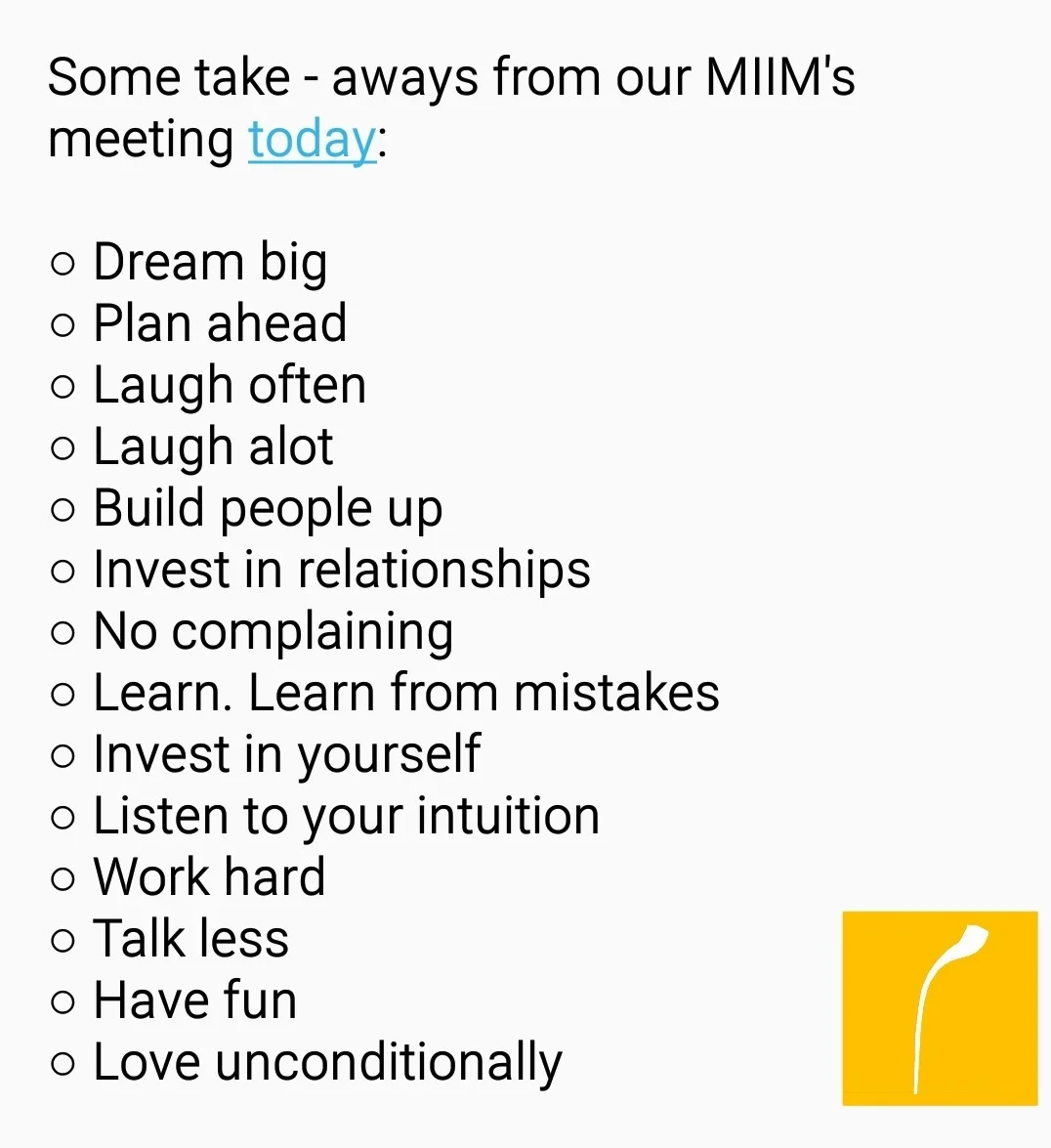Our MIIM Team values.