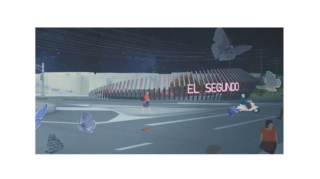 #wip 
El Segundo Gateway is the first representation, a symbolic entrance, as to what everything the city represents: engaging, inspiring + playful.&nbsp;Upon landing at #LAX, every visitor, athlete and Angelenos first glimpse of Los Angeles is the c