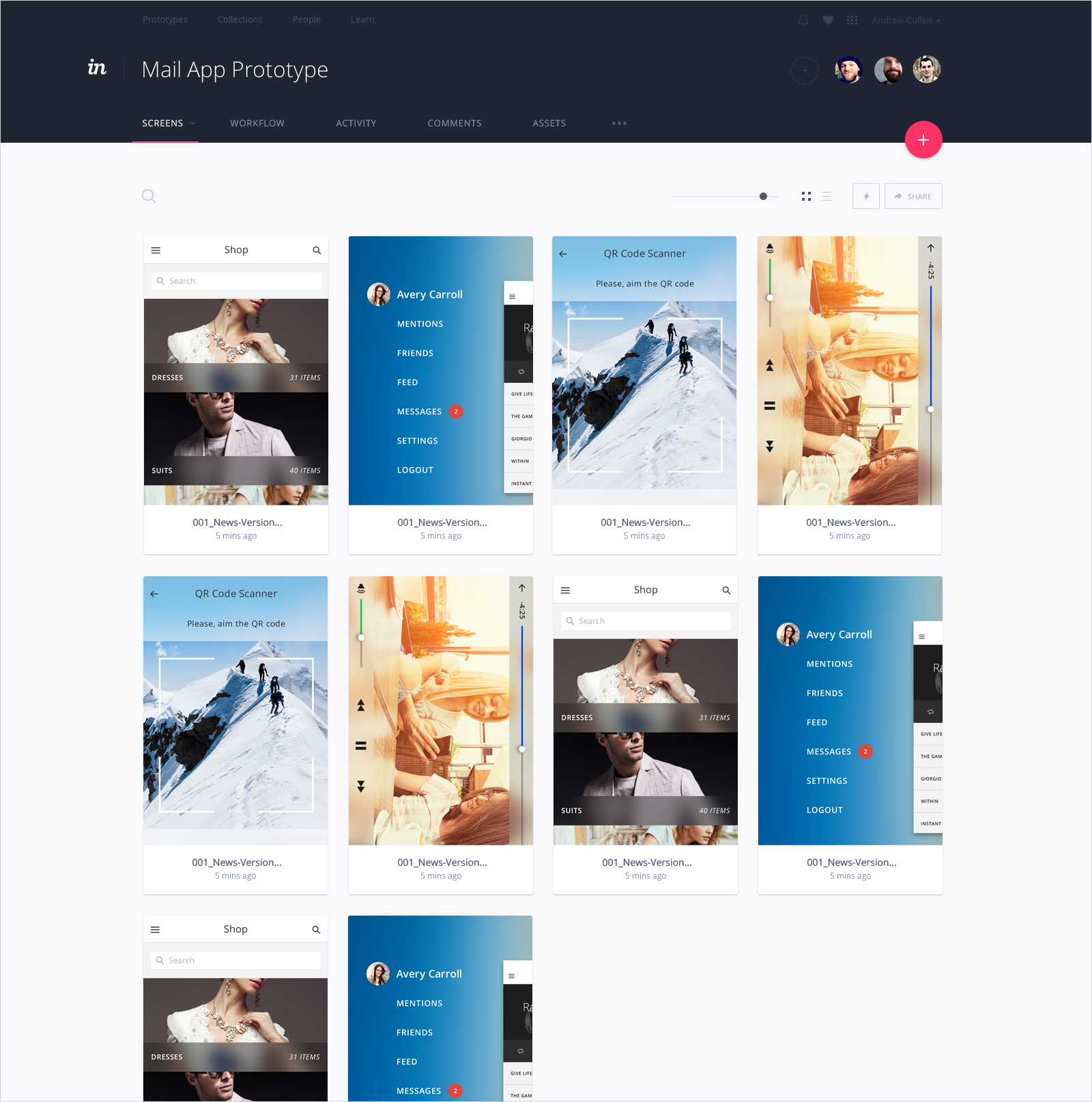  InVision V5 Screen View