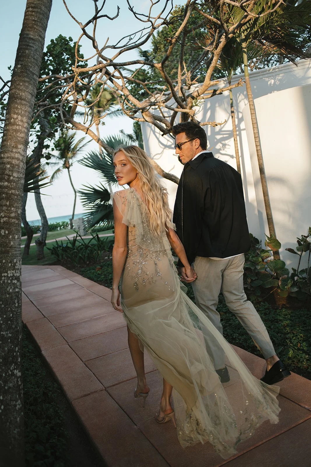 alex cooper wedding dress Anddd the only way to end our wedding weekend this I did a final outfit change into this spring 1995 Gianni Versace ecru lace-up corset top and custom skirt with a pair