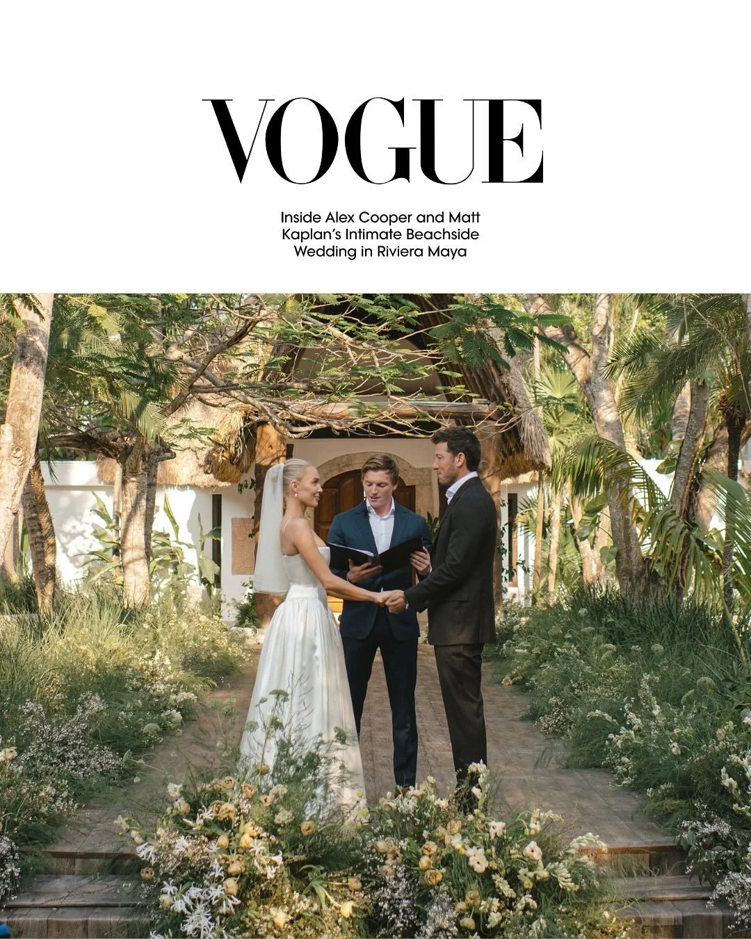 Alex Cooper and Matt Kaplan married in an intimate beach-side ceremony in Riviera Maya, Mexico, where they opted for a small guest list and thoughtfully curated every detail to reflect their personalities and relationship. Cooper described the day as