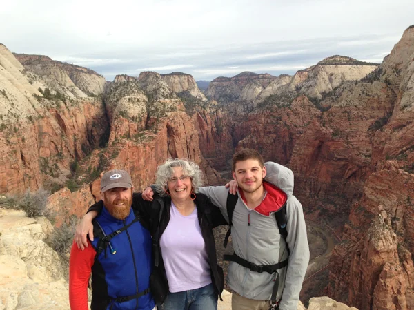 So sweet to be on top of the world with my son and baby brother, Ted.