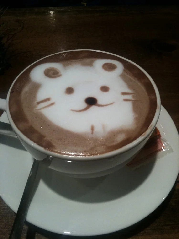 The pretty young lady who was working at the coffee shop tonight is an amazing artist. Here is one of her creations.