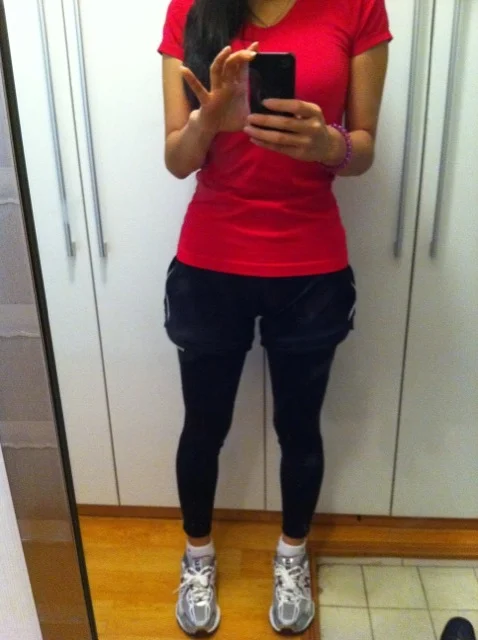 New shoes and running tights - she's ready ㅋㅋㅋ