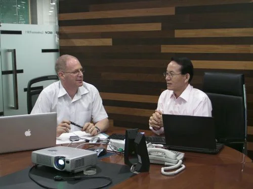 A recent picture of me working with Dr Min on Korea's Global Etiquette programme. a programme designed to improve the image of Korea to the world. More information can be obtained from Dr Min's personal site www.bcmin.co.kr