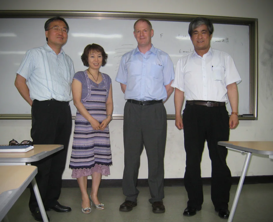 From left to right: Teddy, Lydia, me and Johnson These guys were fantastic students. Not only did they learn English with real passion, they were always curious about 'why' something worked in a particular way (maybe that was the professor's mind) It was a real pleasure teaching them and I will always have great memories. Thanks guys.