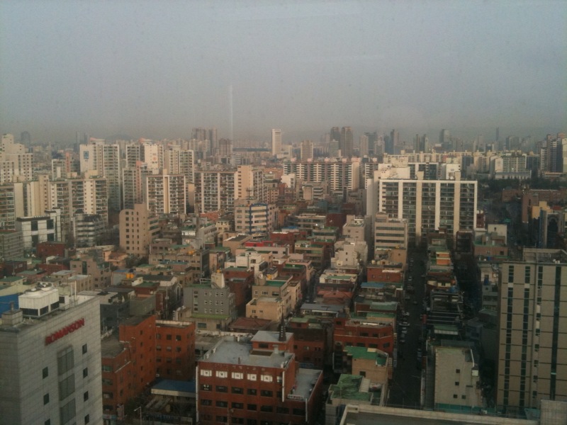 Seoul is an interesting city. At night it is an awesome place, by day it is quite often just another concrete jungle. Picture taken from the 17th floor of Venture Tower, Garack-Dong Sent from my iPhone