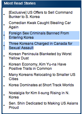 Came across this little section in today's Korean Times. The Irony is just dripping