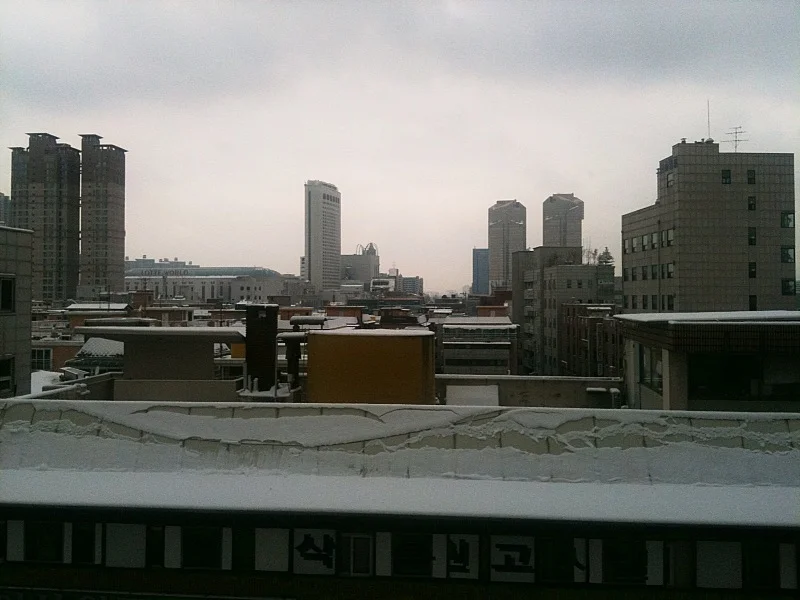 Another view of the snow. This time looking out over the rooftops over Songpa, South Eastern Seoul. Sent from my iPhone