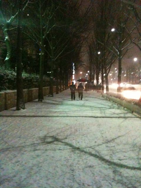 And the snow comes down in Seoul