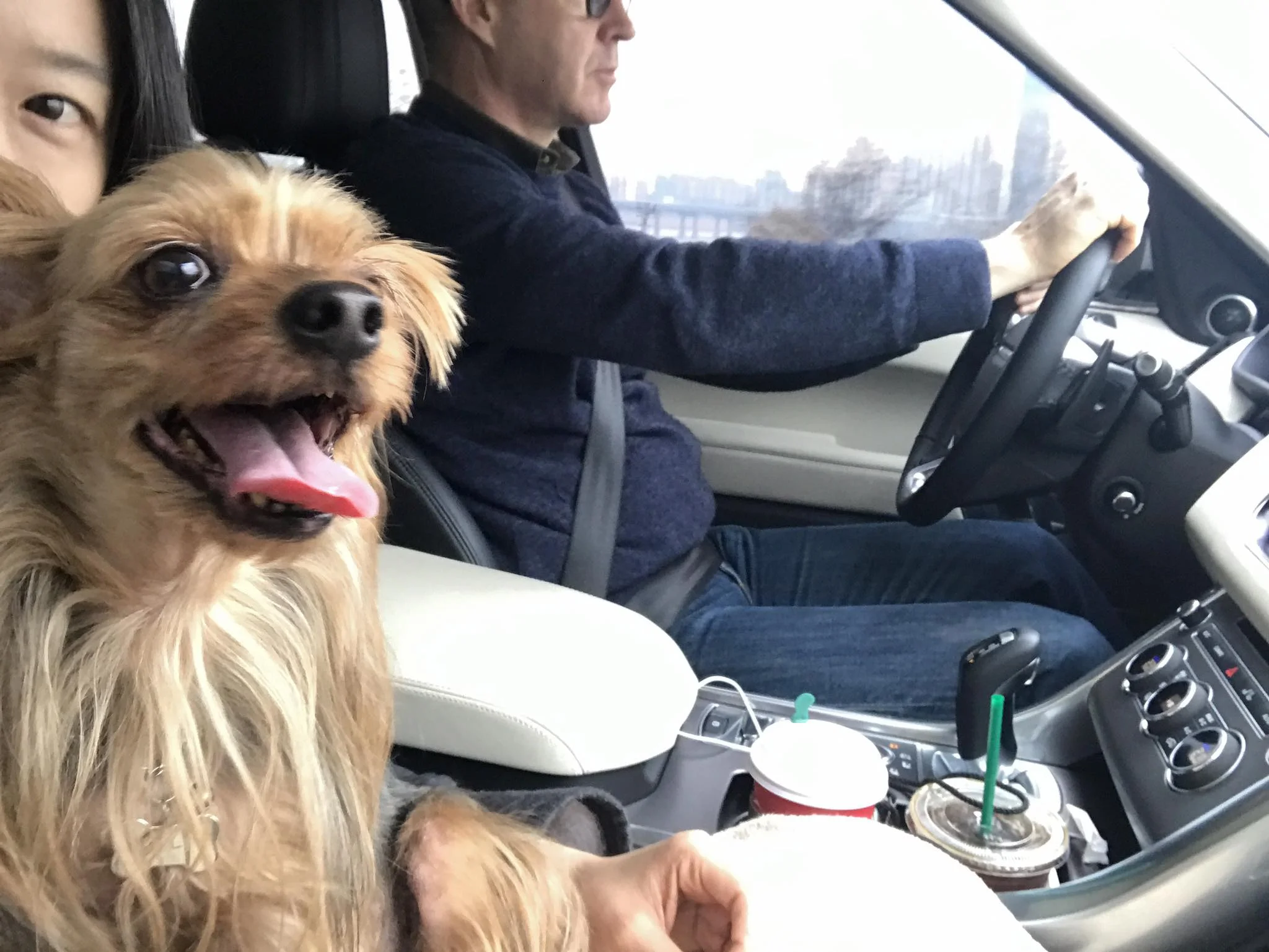My wife, The Little One (Barney) and myself in one of those happy moments. 