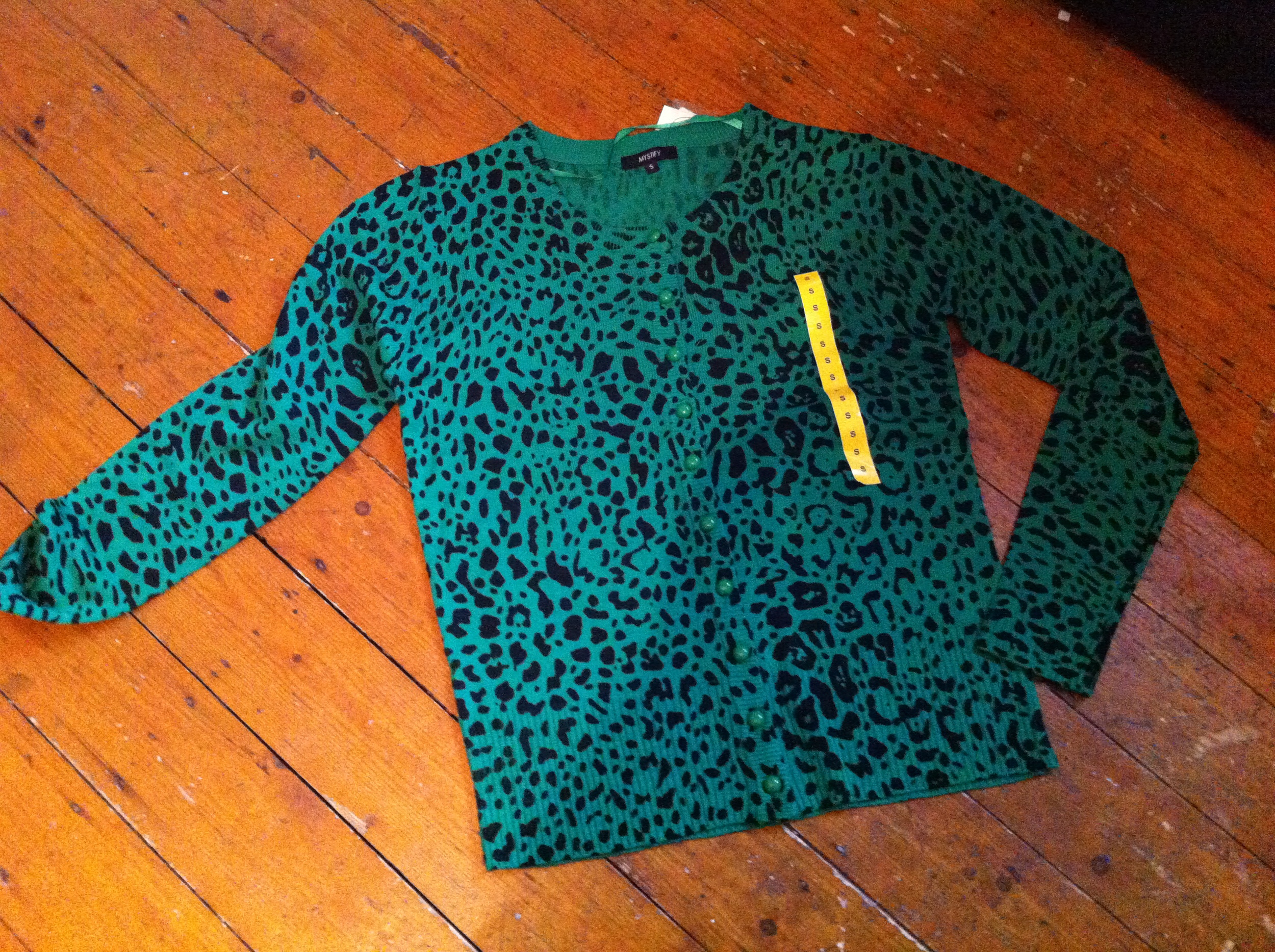 Rockabilly Bargain- Green Leopard Print Cardigan from Heaton's