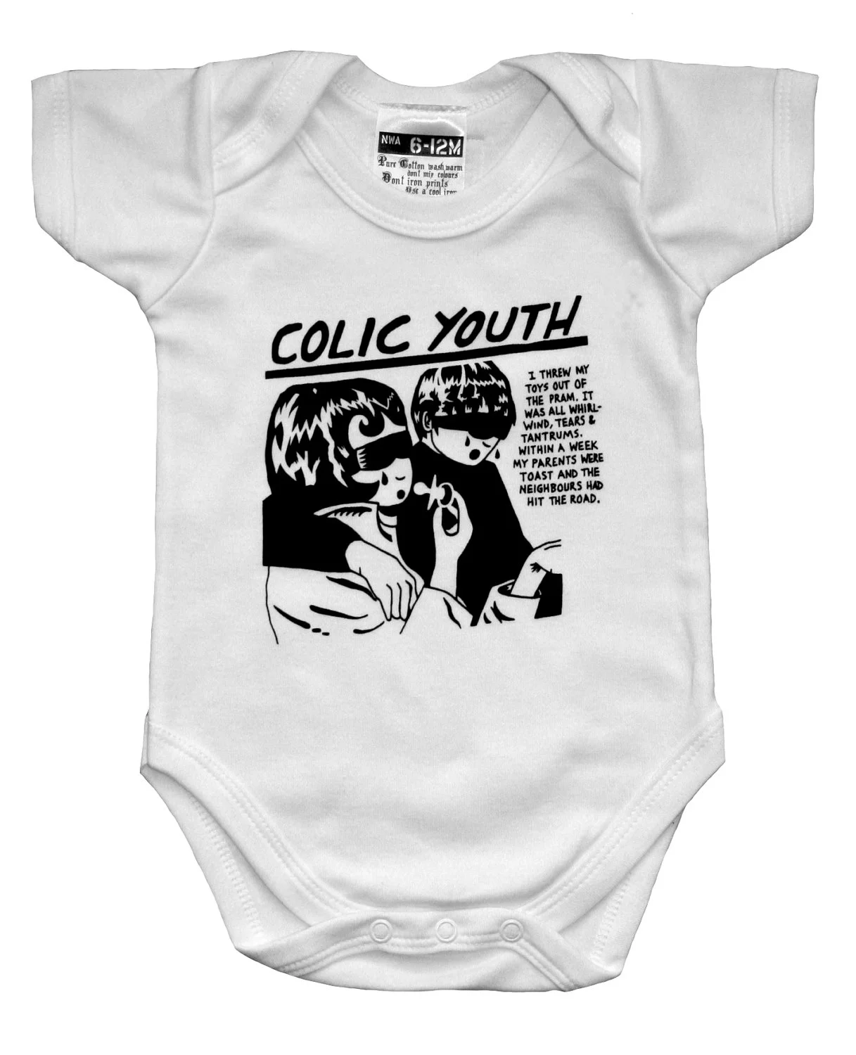 Colic Youth Baby Vest (& a cheeky plug for my husband's band supporting Thurston Moore this Tuesday in Belfast)