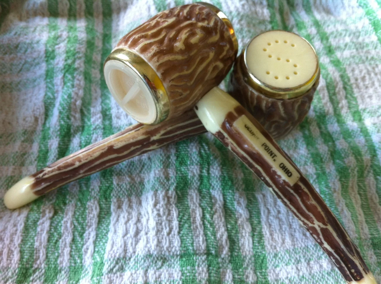 Vintage Kitsch Pipe Shaped Salt & Pepper Shakers