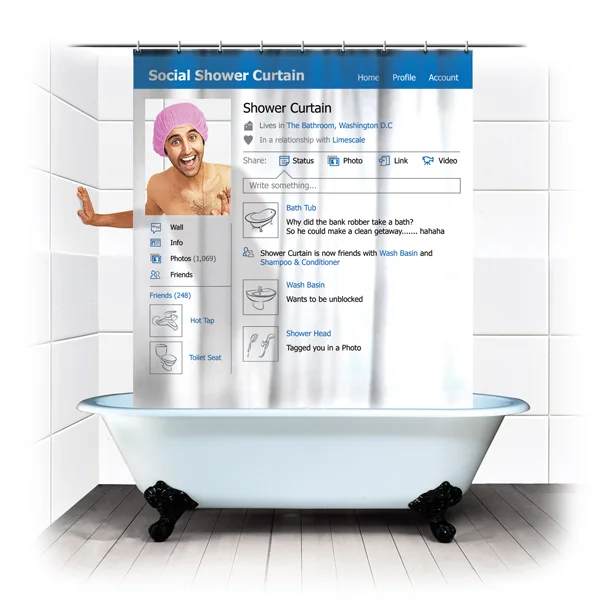 Facebook Shower Curtain & Twitter Toilet Roll