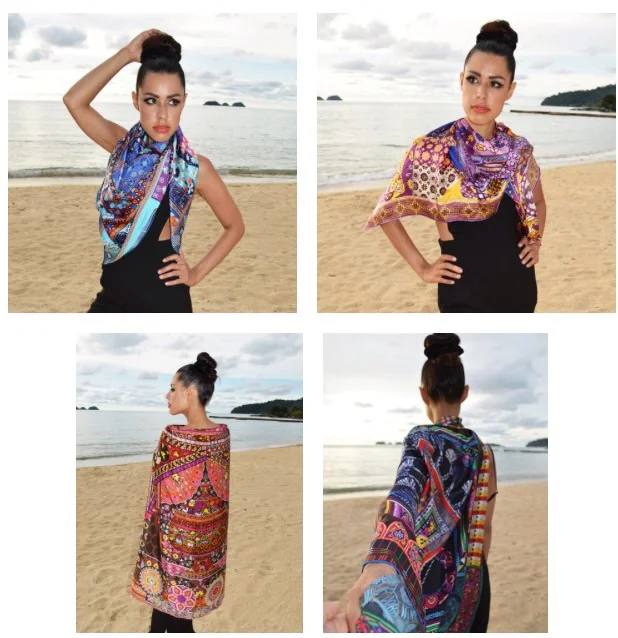 Nitsha models the scarves in the online store and shows you the versatility of ways to wear them