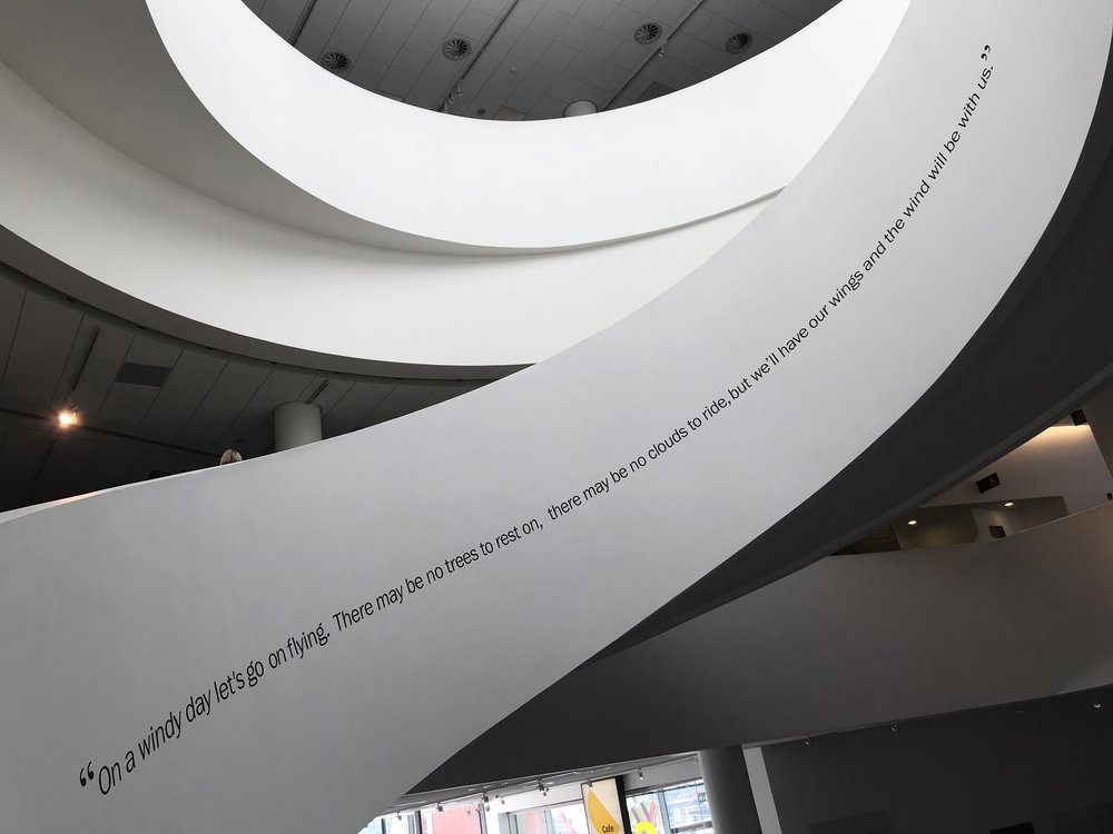 Winding staircase up the center of the museum