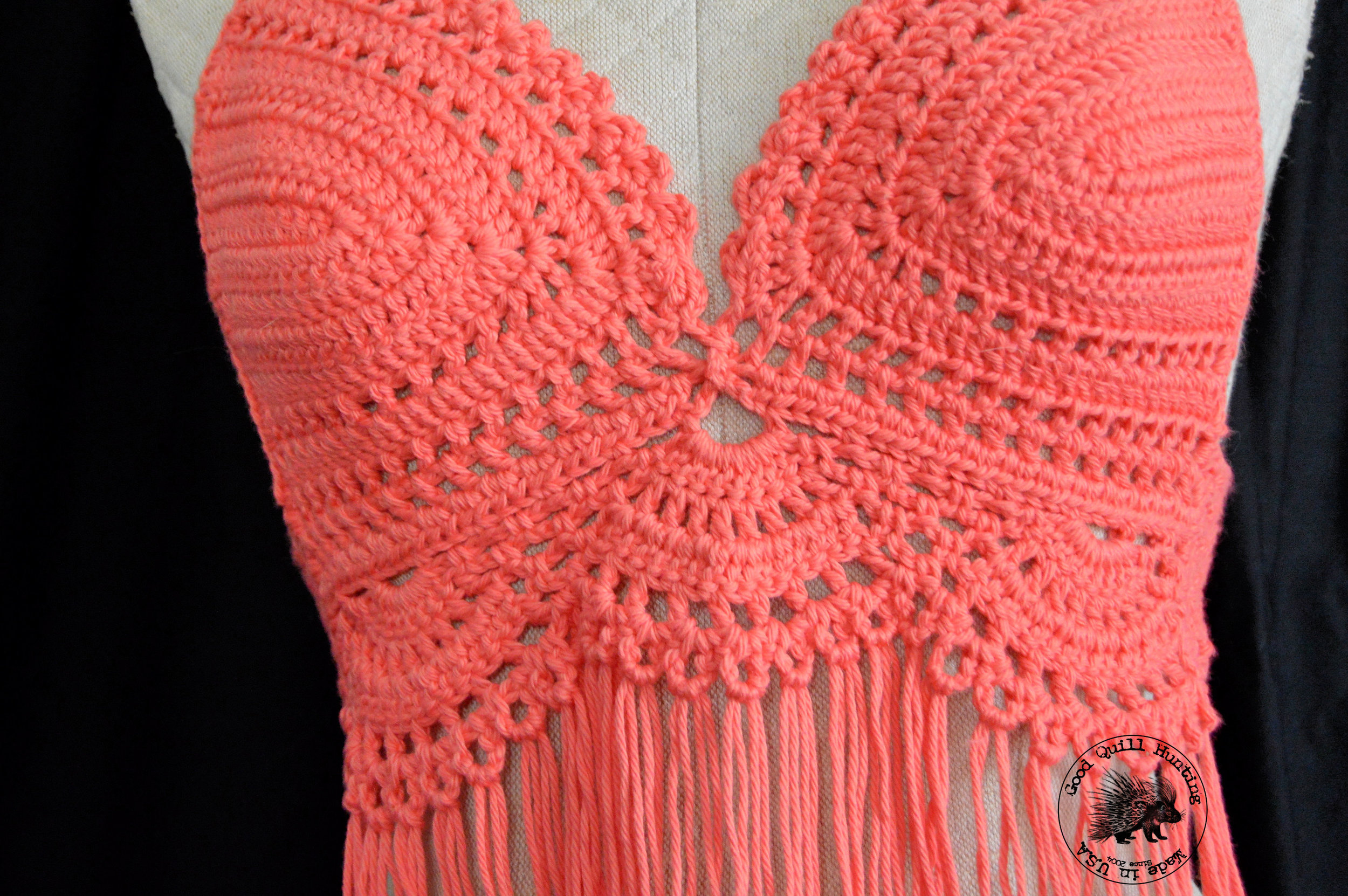 coral crochet top