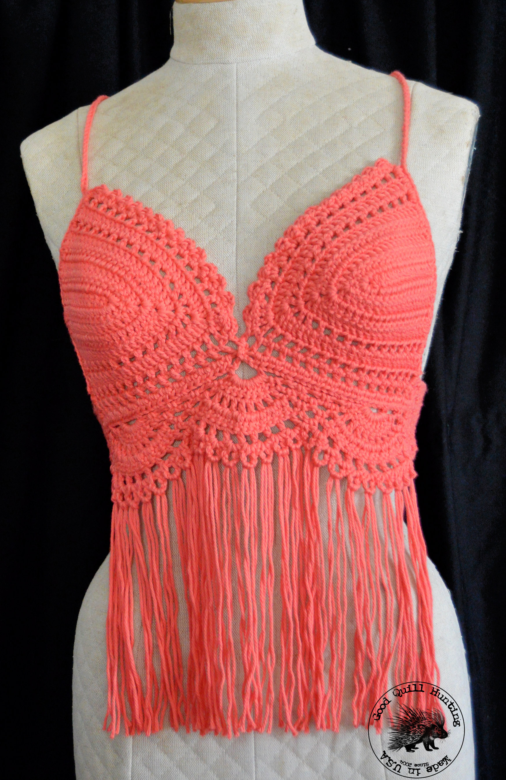 coral crochet top