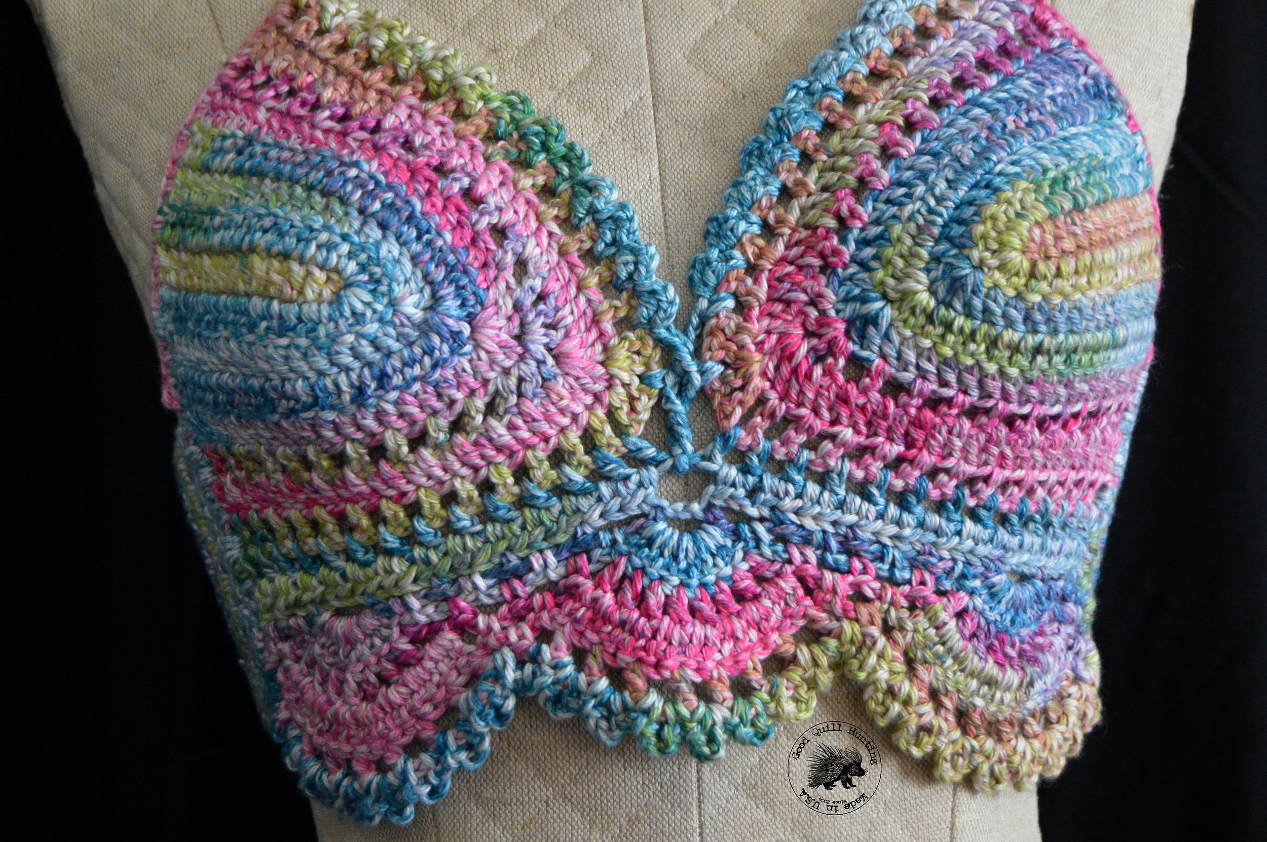multi coloured crochet top