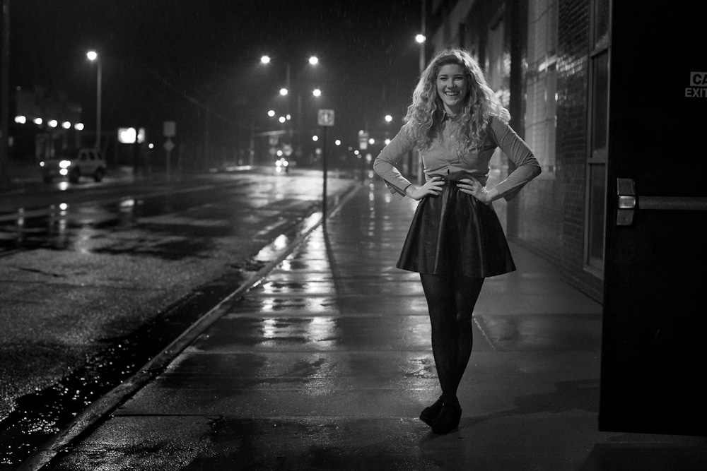 Saturday night was the penultimate Caravan Du Nord that I am documenting this fall for the Minnesota Music Coalition. We had a wonderful sold out show at the gorgeous old Paramount Theater with Caroline Smith and the Goodnight Sleeps and Jeremy Messersmith. During the teardown after the show, I asked Caroline to slip out the back stage door for a quick portrait in the foggy rainy night. Its always great to see what an impromptu 30 second shoot can lead to.