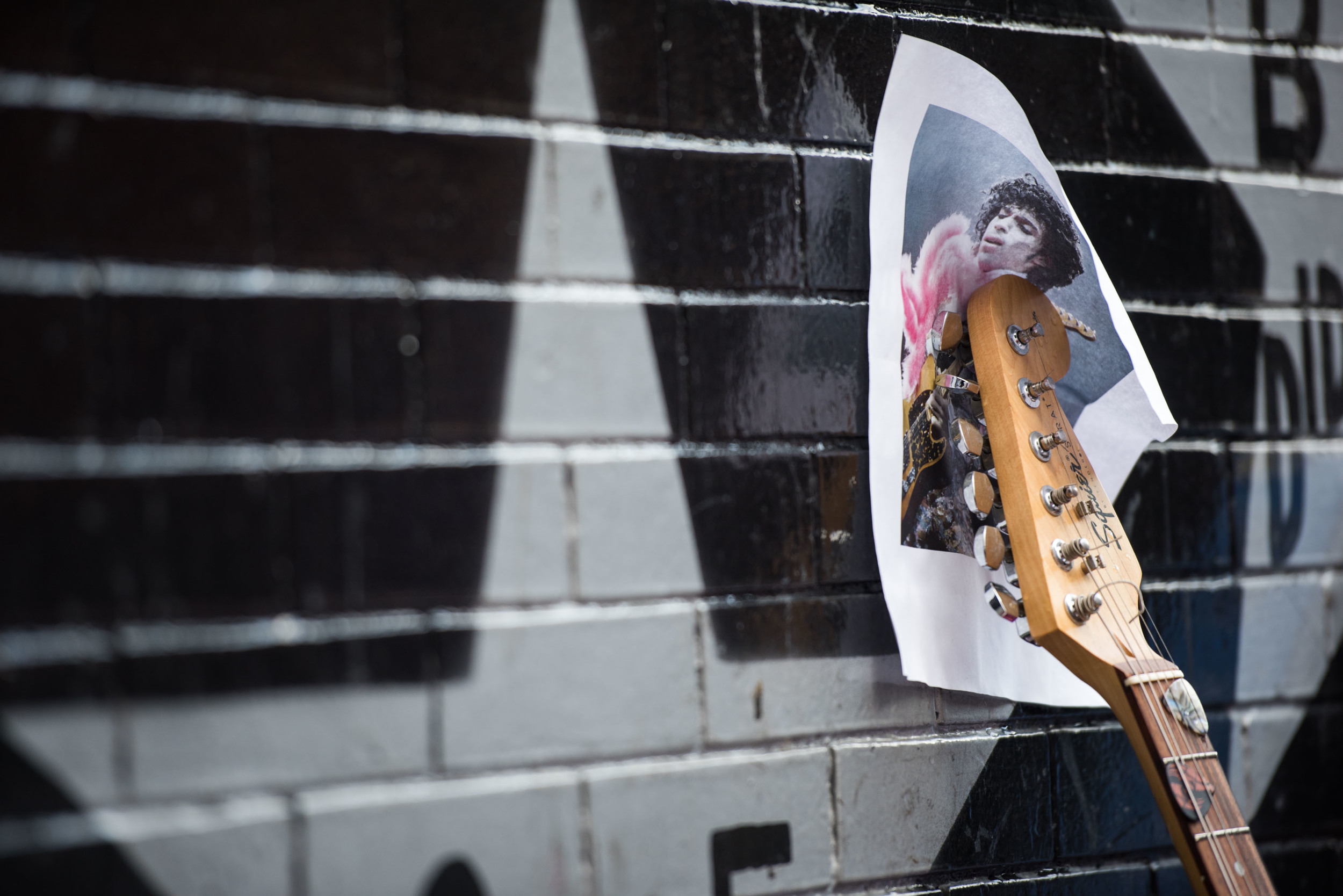 A memorial to Prince outside of First Ave bellow Prince's star in downtown Minneapolis. April 21st, 2016.