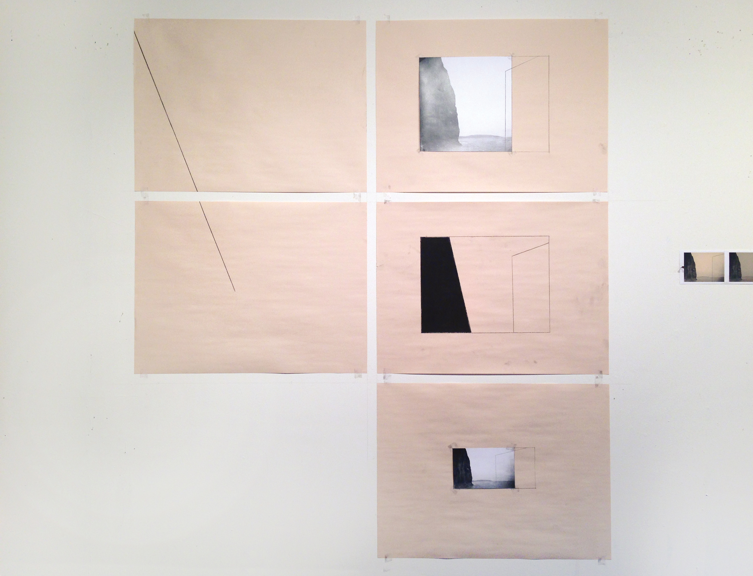 Experimental studies: photo and charcoal on newsprint. 