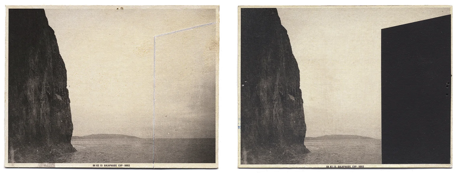 Galapagos with Erased Line, Galapagos with Form, 2016 | mixed medium | 3.75 x 4.75 each