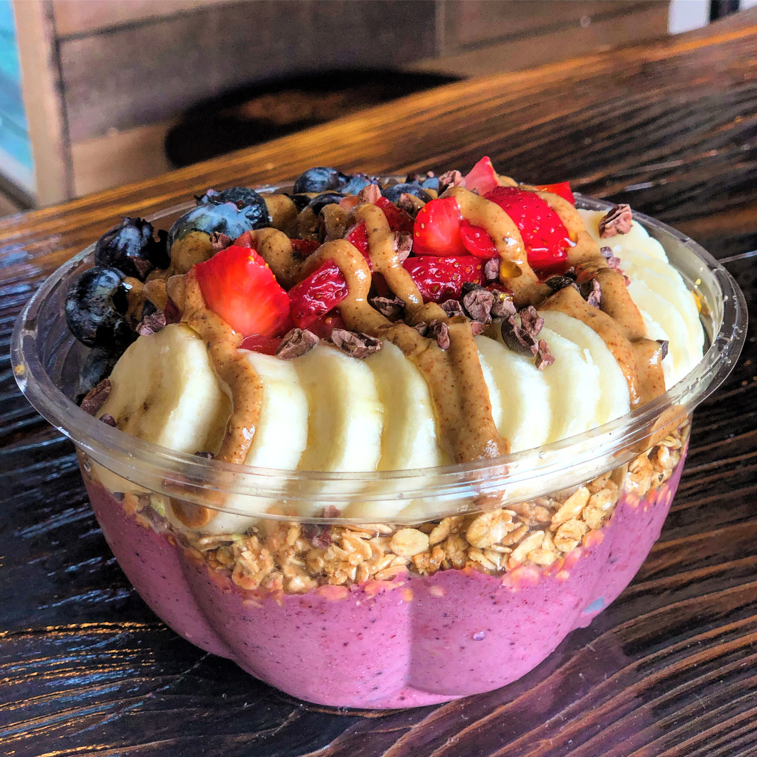 PB Acai Bowl with Almond Butter on top