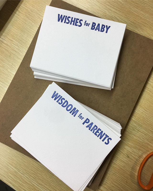 Love this simple and sweet set of cards request by a client for an upcoming baby shower.  Printed with lead type on 110# pearl lettra.