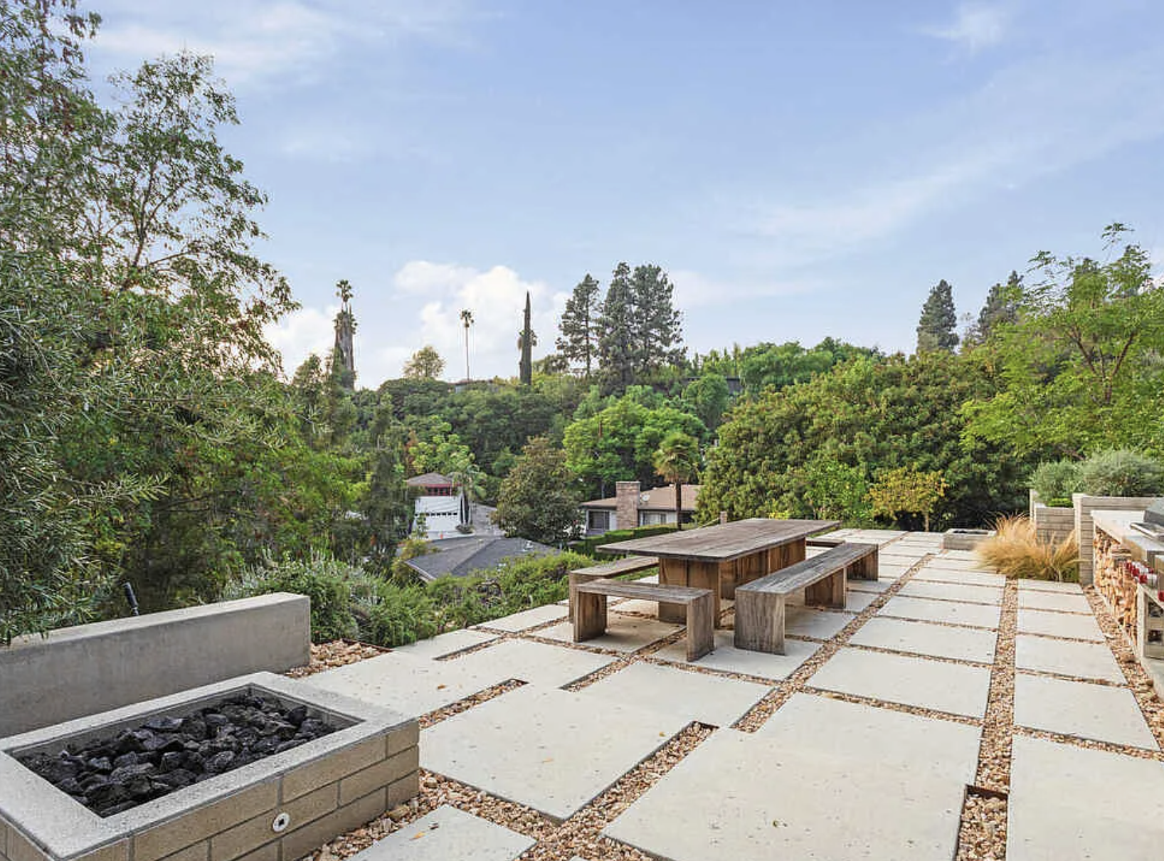 Panoramic Santa Monica Mountains view from the Hackett House pergola Studio City hills