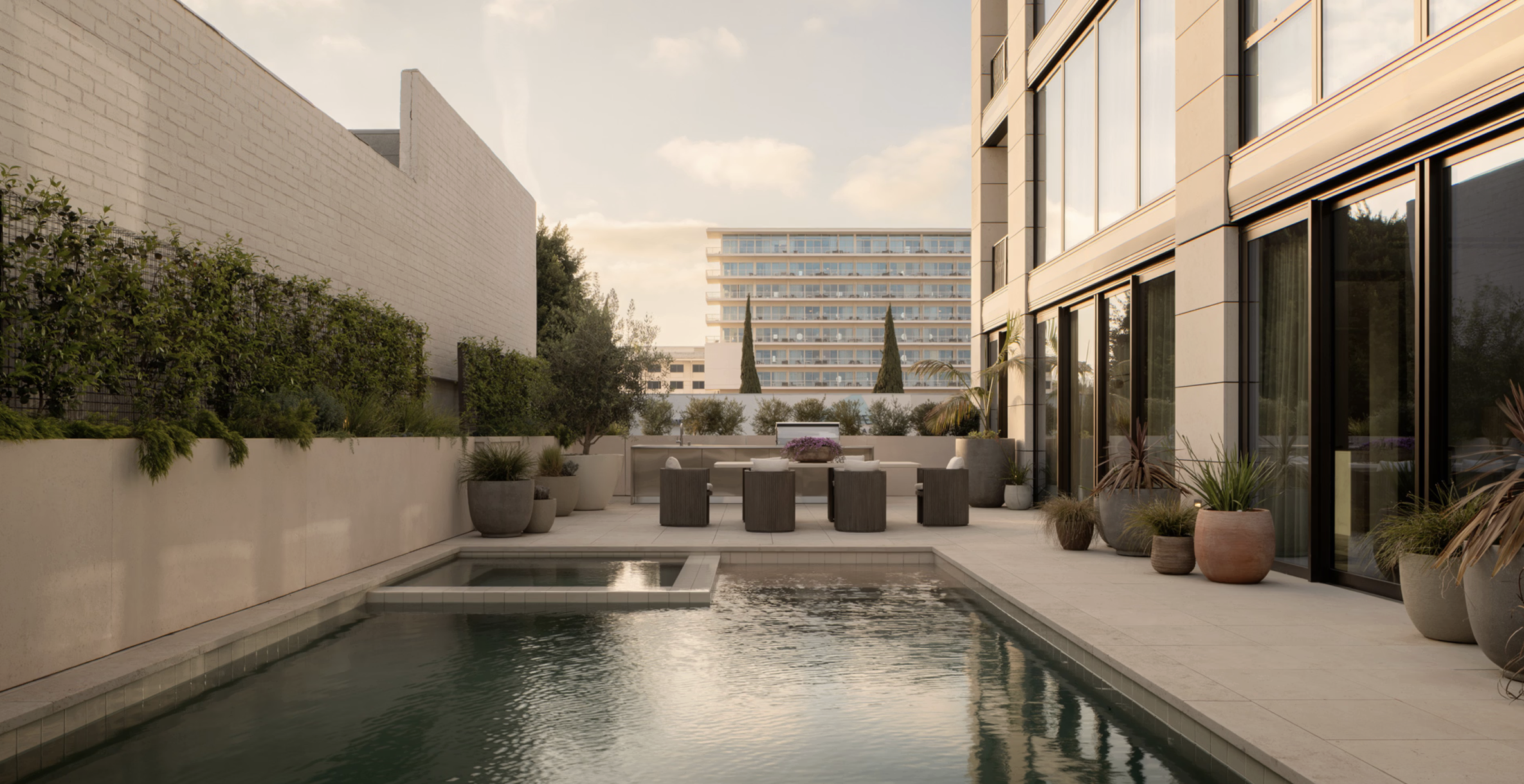 Duplex penthouse with private rooftop pool at Rosewood Residences Beverly Hills, 9900 South Santa Monica Boulevard