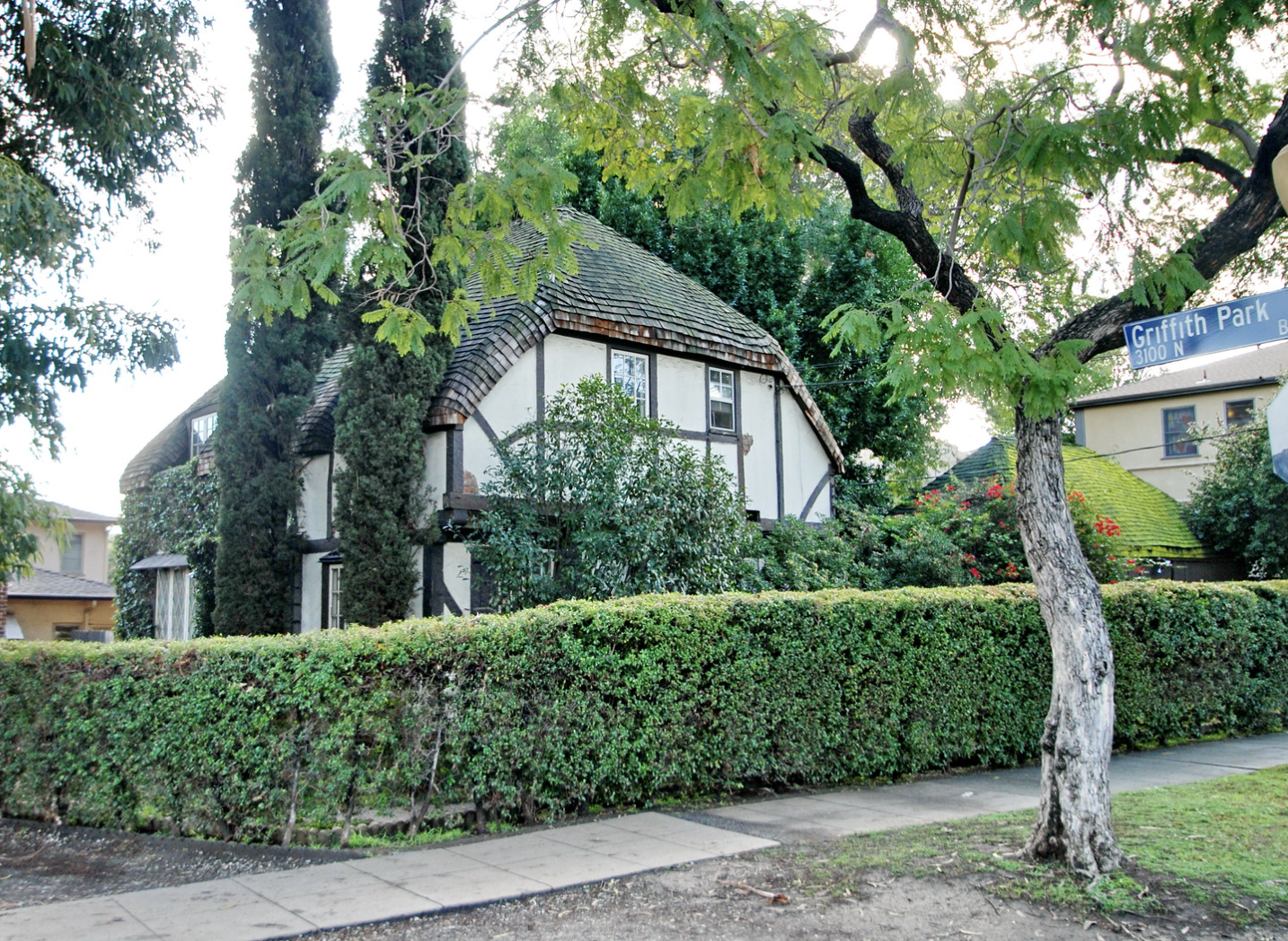 The Snow White Cottages, Ben W. Sherwood's 1931 storybook cottages on Griffith Park Boulevard in Los Feliz, Los Angeles.