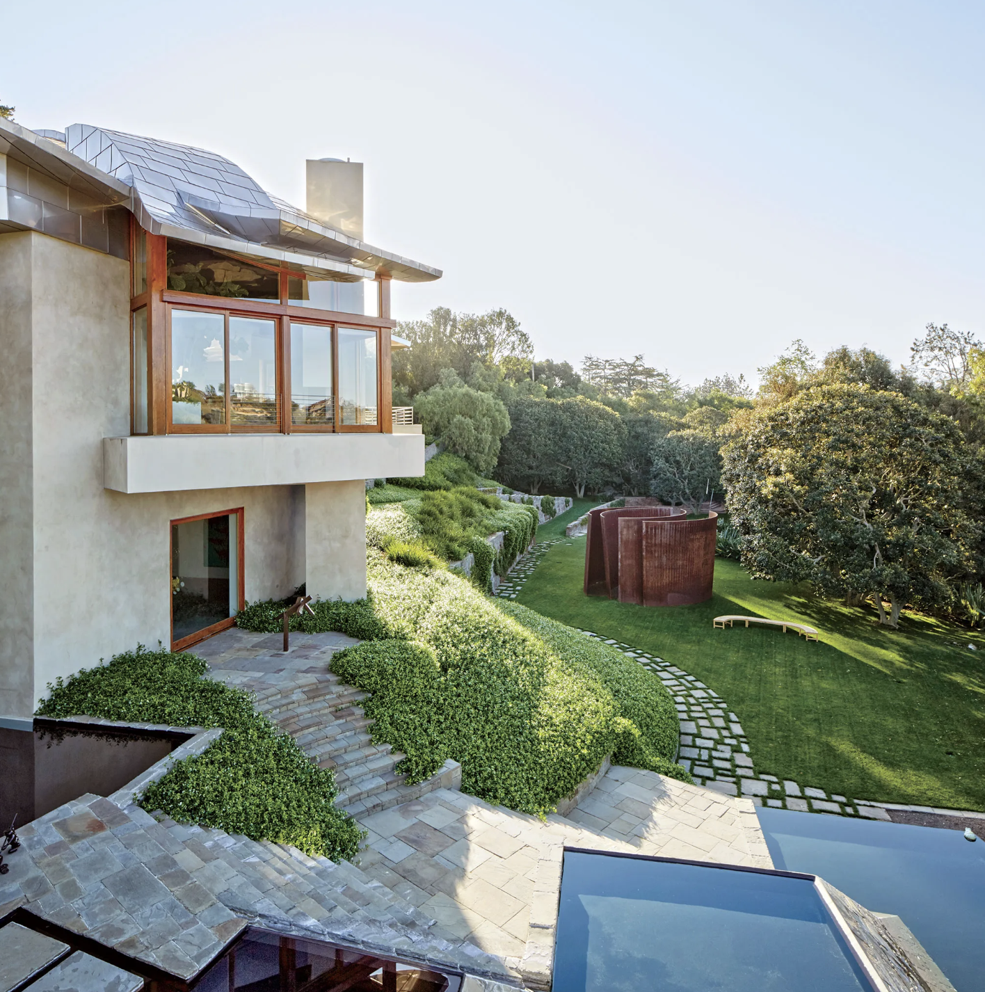 The Brentwood house Frank Gehry designed for Edythe and Eli Broad in Los Angeles, the design Gehry disowned after it was completed without him