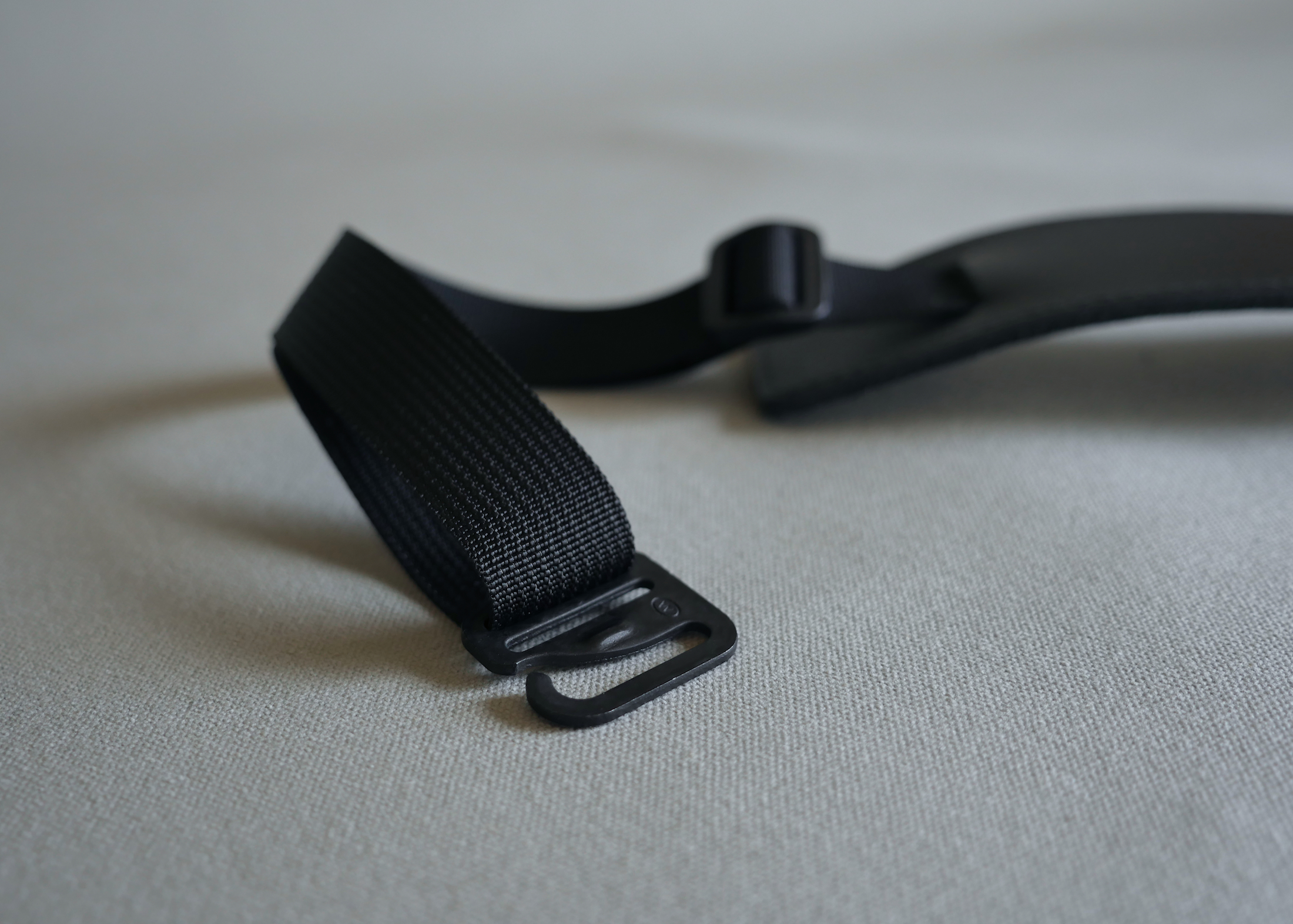 MIL-SPEC webbing, slide and clip that make up the backpack and shoulder straps.