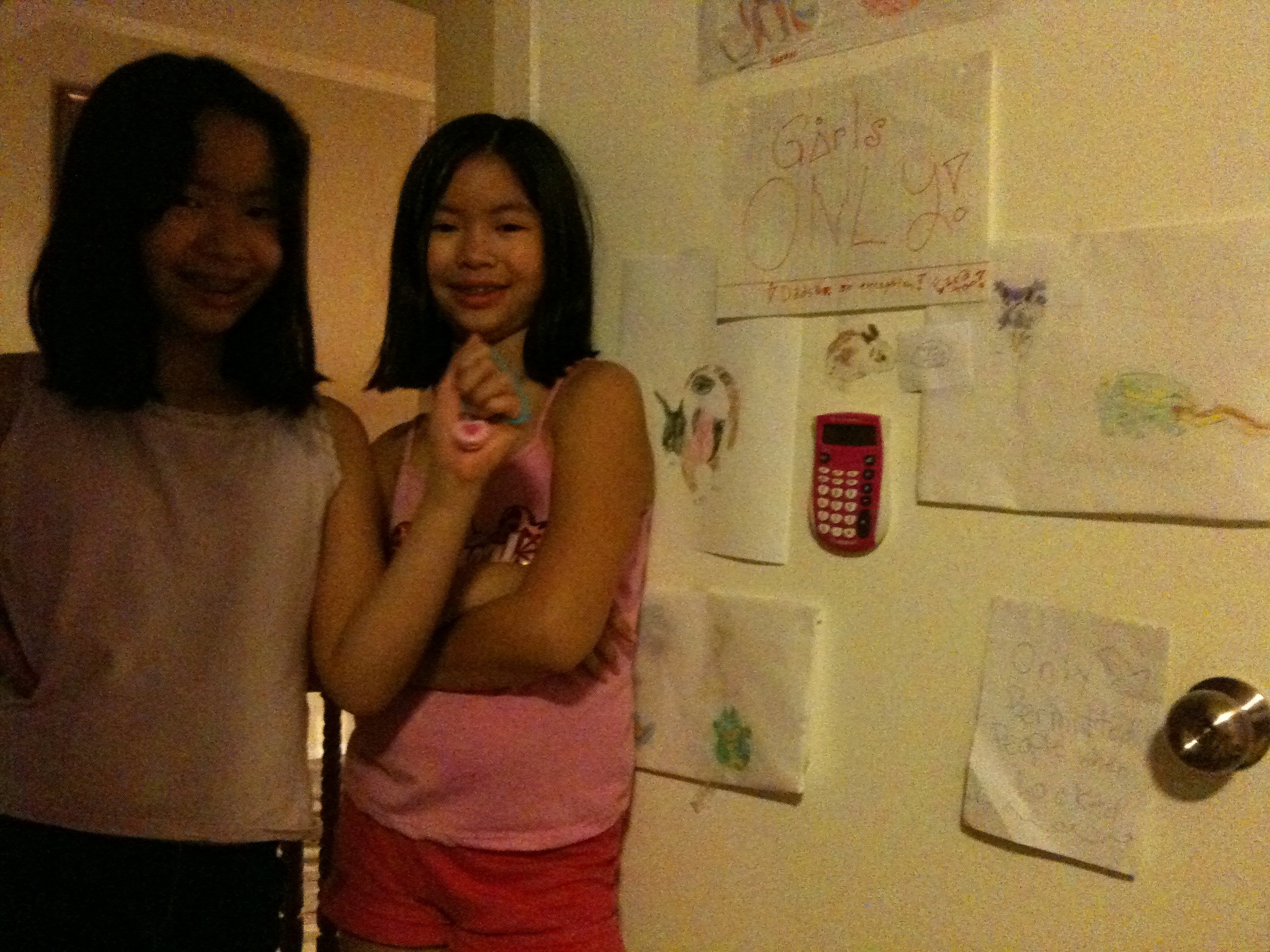 My girls have added a calculator to their door as a keypad for entry into their room.