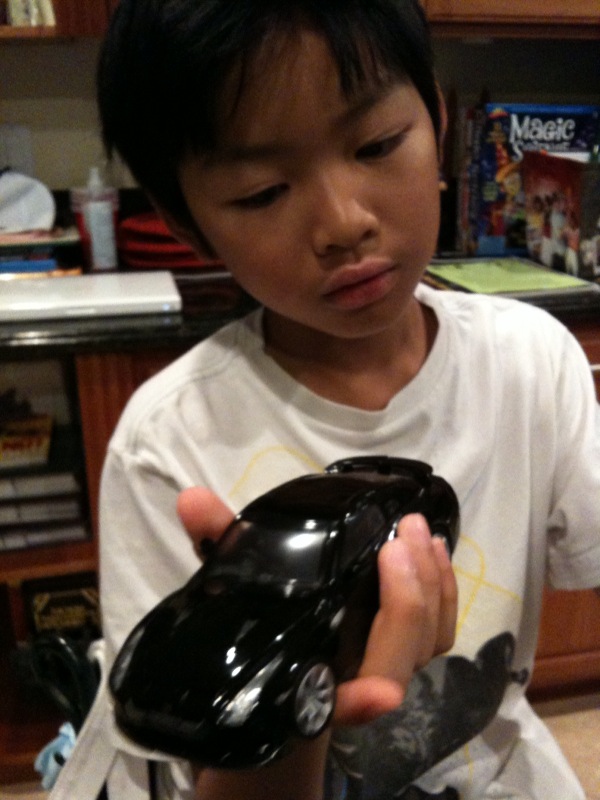 Sulking boy since the GT-R Transformer that came today isn't his.