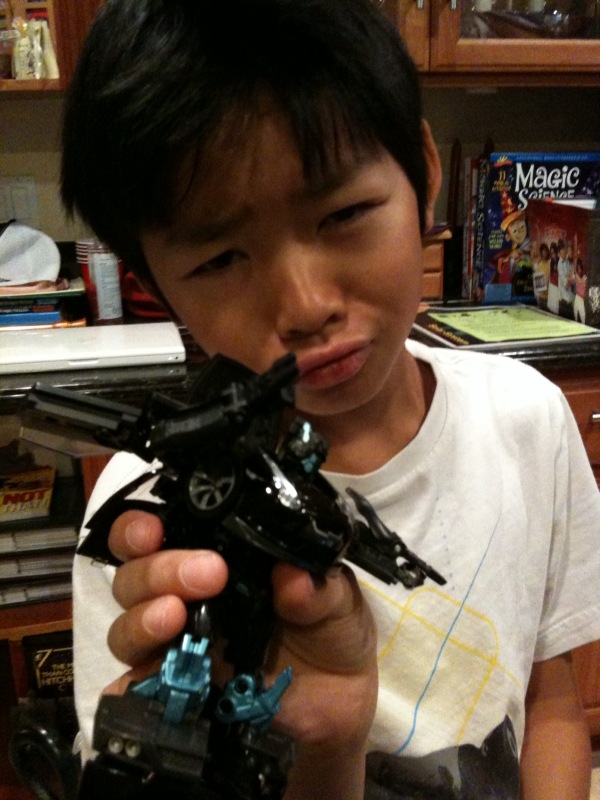 Sulking boy since the GT-R Transformer that came today isn't his.