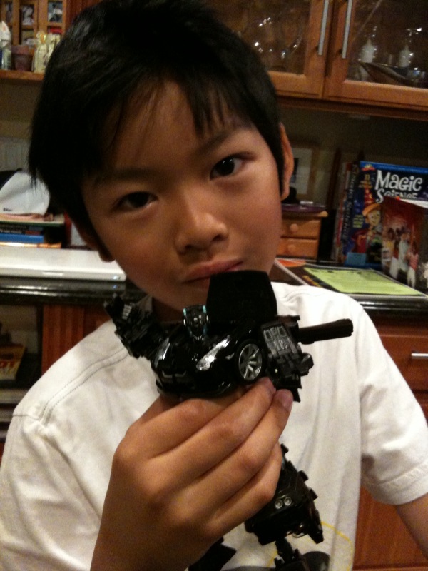 Sulking boy since the GT-R Transformer that came today isn't his.
